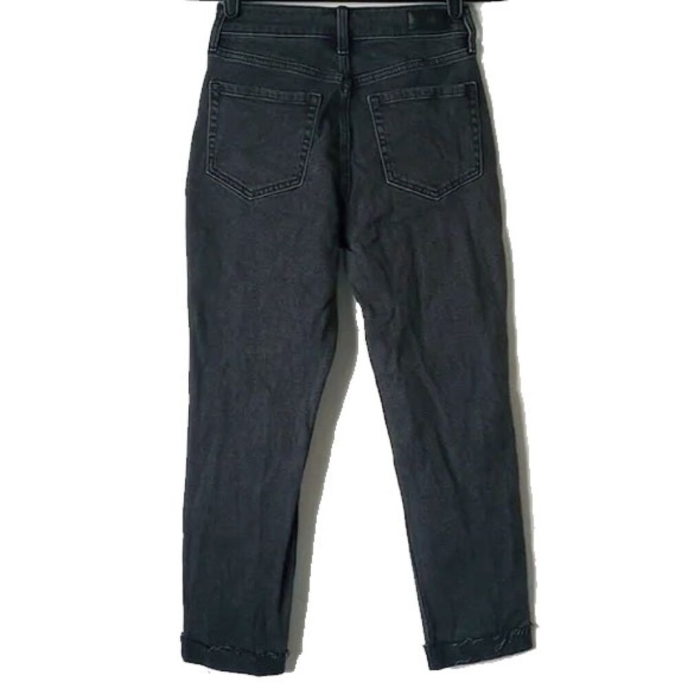 Hollister Ultra High Rise Raw Hem Mom Jeans 0S 25S 25 Short Black Wash - Picture 3 of 9